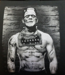 new horror frankenstein mugshot mens silkscreen t-shirt available from small-3xl unisex vintage hollywood movies horror apparel adult women shirts tops