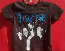 Load image into Gallery viewer, new the doors with blue writing infant silkscreen t-shirt available in 12 18 24 months unisex movie music kids girl boy apparel baby toddler tops

