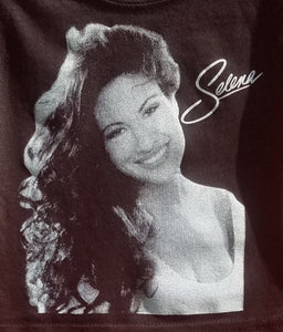 new selena with white writing infant silkscreen t-shirt available in 6 12 18 24 months unisex selena music movie mexican style kids infant girl boy apparel tejano baby toddler tops