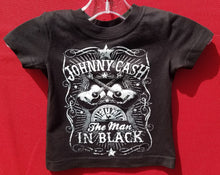 Load image into Gallery viewer, new johnny cash man in black double guitar infant silkscreen t-shirt available in 6 12 18 24 months unisex music kids infant girl boy apparel baby toddler tops
