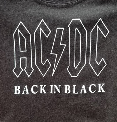 New AC/DC Back In Black Infant Silkscreen T-Shirt.  Available In 6, 12, 18 & 24 Months. classic rock hard rock apparel