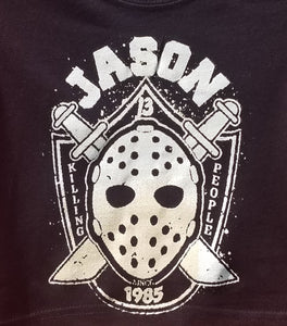 new jason killing people since 1985 infant silkscreen t-shirt available in 12 18 24 months unisex movie kids jason voorhees infant girl friday the 13th boy apparel baby toddler tops