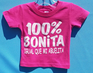 100% Bonita Cómo Mi Abuelita Translations 100% Pretty Just Like My Grandma   Infant Silkscreen T-Shirt