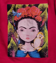 Load image into Gallery viewer, new frida kahlo as a kid with monkey youth silkscreen t-shirt available from xs-xl youth movie mexican style girl apparel shirts tops
