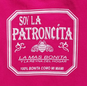 new soy la patroncita youth silkscreen t-shirt available in XS-XL youth uncle mexican style girl apparel shirts tops