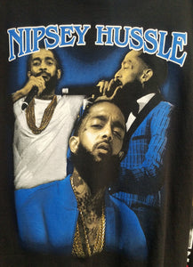 new nipsey hussle triple pictures mens silkscreen t-shirt available from small-3xl women unisex rap music men hip hop rap apparel adult shirts top