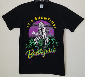 New "Beetlejuice It's Showtime!" Unisex Silkscreen T-Shirt. Available From Small-3XL.