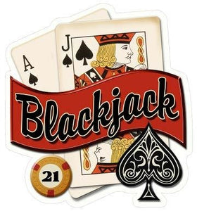 New "Blackjack Jack And Ace Of Spades" Gambling Wall Décor Shaped Embossed Metal Sign. 15.5" Wide x16.5" Tall.