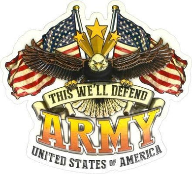 new this will defend you army united states of america shaped embossed metal sign 16.5wide x 15tall decor usa army military patriotic flag united states usa novelty