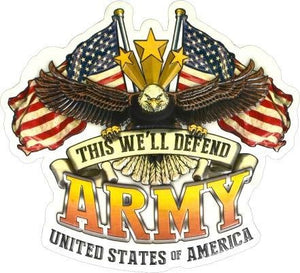 new this will defend you army united states of america shaped embossed metal sign 16.5wide x 15tall decor usa army military patriotic flag united states usa novelty