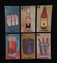 Load image into Gallery viewer, new loteria style beer collection mens silkscreen novelty t-shirt favorite drinking shirt available from small-3xl women unisex miller brewing company miller mexican style men loteria corona cerveza budweiser bud light beer apparel adult shirts tops
