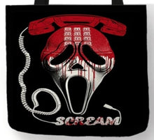 Load image into Gallery viewer, new ghostface scream phone canvas tote bags image is printed on both sides women unisex movies horror men ghostface apparel scream handbags
