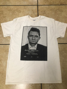 New “Johnny Cash Folsom Prison Mugshot” Unisex Silkscreen T-Shirt. Available From Small-2XL.