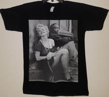 Load image into Gallery viewer, new marilyn monroe tupac sitting together mens silkscreen t-shirt available from small-3xl women men unisex vintage hollywood music rap hip hop movies apparel adult shirts tops
