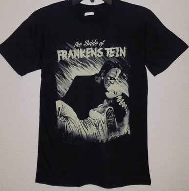 new bride of frankenstein kissing men silkscreen t-shirt available from small-3xl vintage hollywood unisex shirts tops movies adult apparel