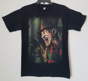 new freddy kruger with claw mens silkscreen t-shirt available from small-3xl women unisex movie men horror apparel adult shirts tops