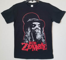 Load image into Gallery viewer, new rob zombie with top hat unisex silkscreen t-shirt available from small-3xl women unisex music movie men horror hard rock apparel adult shirts tops
