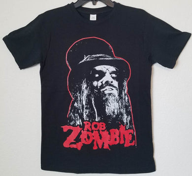 new rob zombie with top hat unisex silkscreen t-shirt available from small-3xl women unisex music movie men horror hard rock apparel adult shirts tops