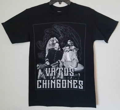 new vatos chingones mens silkscreen t-shirt available from small-3xl women unisex patriotic pancho villa mexican style mexican men apparel adult shirts tops