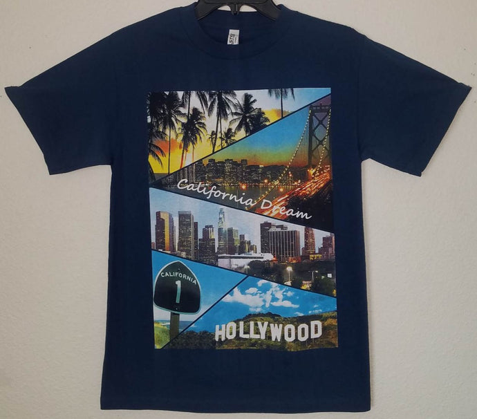 new california dream hollywood men silkscreen t-shirt available from small-3xl unisex apparel adult apparel shirts tops