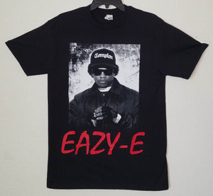 new eazy-e with red letters unisex silkscreen t-shirt available from small-3xl women unisex rap music nwa hip hop music movie men apparel adult shirts tops