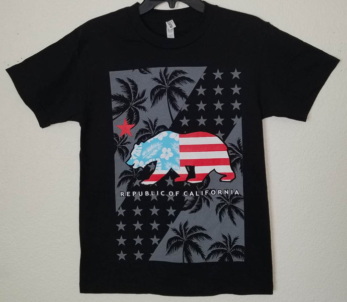new republic of california bear unisex silkscreen t-shirt available from small-3xl women unisex men bear usa flag apparel america adult shirts tops