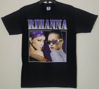 new rihanna double picture unisex silkscreen r b soul t-shirt available from small-3xl women unisex music men hip hop rap apparel adult shirt tops