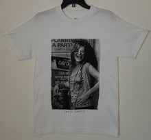 Load image into Gallery viewer, new janis joplin smiling mens silkscreen t-shirt available from small-2xl women unisex music men classic rock apparel adult shirts tops
