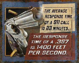 New "Average Response Time" Home Protection Wall Décor Metal Sign. 15"W x 12"H.