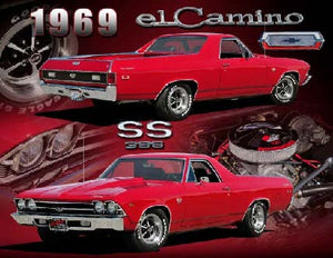 New "1969 El Camino SS 396" Chevy Wall Décor Metal Sign. 15"W x 12"H.