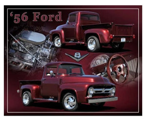new 1956 ford f100 pickup wall decor metal sign 16width x 12.5height v8 ford trucks transportation ford motors detroit novelty