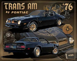 New "1976 Pontiac Firebird Trans AM 2nd Generation 455" Wall Décor Metal Sign. 15"W x 12"H.