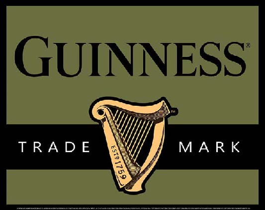 new guinness harp logo man cave wall decor metal sign 16width x 12-5height dublin beer drinks beer cerveza alcohol novelty