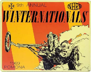 new 9th annual nhra winternationals 1969 pomona ca wall decor metal sign 16width x 12-5height transportation nhra metallica drag racing cars california novelty