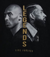 Load image into Gallery viewer, new kobe byant nipsey hussle legends live forever unisex silkscreen t-shirt available from small-3xl women unisex sports rap music music men apparel adult basketball shirts tops
