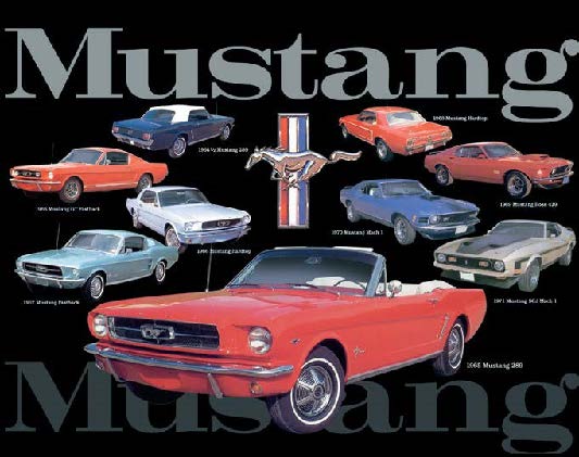new classic mustang car collage wall art shop metal sign 16width x 12.5height transportation car auto ford motors ford decor garage