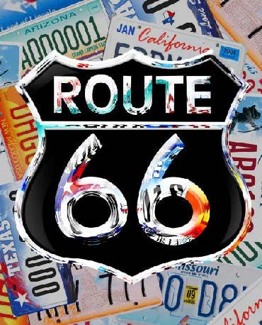 new route 66 license plate background man cave garage wall decor metal sign 12.5width x 16height women unisex transportation route 66 series man cave garage sign dads garage auto novelty