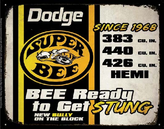 new dodge super bee get stung mopar garage wall art metal sign 15width x 12.5height wall decor transportation mopar hemi auto novelty cars