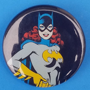 new dc characters button set of 4 fashion buttons are 1.25 inches in size Set Includes Batman 60s Cartoon Swinging Batman Superman Combined Logos Vintage Cartoon Joker Batwoman comics tv collection pinback