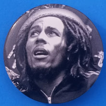 Load image into Gallery viewer, new bob marley button set of 7 fashion buttons are 1.25 and 1.50 inches in size set includes Bob Marley black n white half bob half lion bob marley one love rasta smoke bob marley with guitar bob marley with lion side by side yellow 3 faces reggae music
