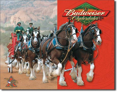 new budweiser clydesdales man cave wall art metal sign 16width x 12.5height novelty borrachos beer alcohol adult decor