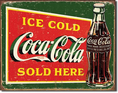 new coca cola ice cold green vintage advertising memorabilia metal sign 16width x 12.5height decor drink soda