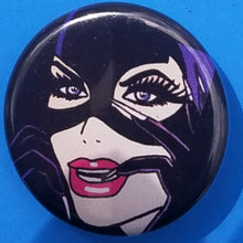 Load image into Gallery viewer, new dc comic button set of 4 fashion buttons are 1.25 inches in size Set Includes Batman Robin Swinging Catwoman With Finger In Mouth Batman Wonder Woman Superman Flash movies comics collection cartoon pinback
