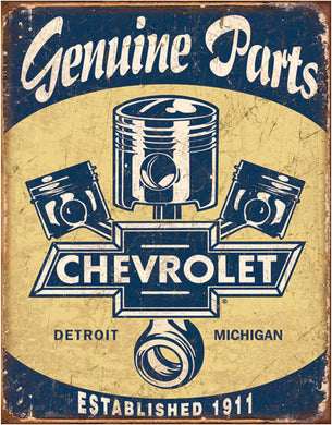 new genuine chevrolet parts distressed shop sign man cave metal sign 12.5width x 16height wall decor trucks transportation lowrider general motors chevy chevrolet cars auto novelty