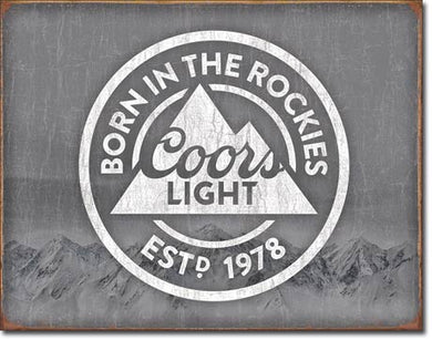 new coors light born in the rockies 1978 advertising memorabilia wall art man cave metal sign 16width x 12.5height beer cerveza alcohol adult decor vintage novelty