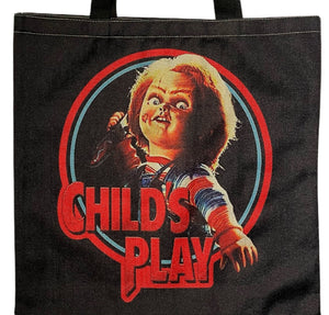 new chucky childs play canvas tote bags image is printed on both sides movies horror apparel accessories handbags