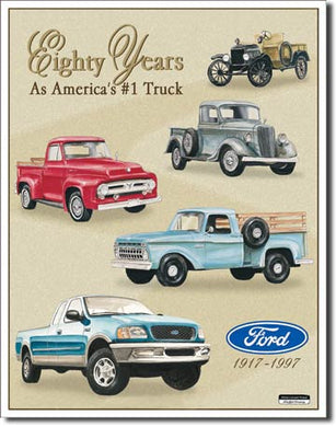 new ford 80 years truck tribute distressed man cave wall art shop metal sign 12.5width x 16height wall decor trucks transportation ford auto novelty