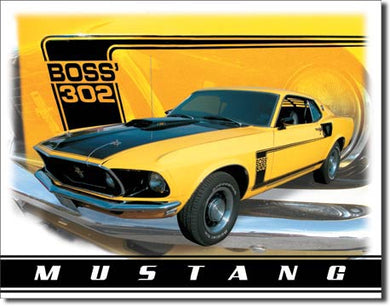 new ford mustang boss 302 distressed man cave wall art shop metal sign 16widthx12.5height decor transportation mustang ford cars auto novelty