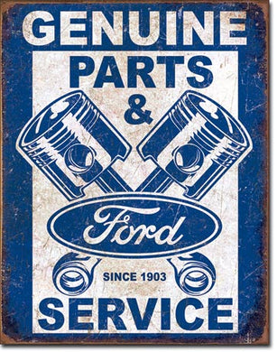 new genuine ford parts and service distressed man cave wall art shop metal sign 12.5width x 16height decor trucks transportation lowrider ford motors cars auto novelty