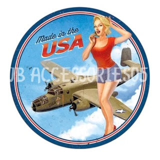 new usa pin up girl curved metal with hemmed edges dome signs 15 round decor aviation air force advertising novelty